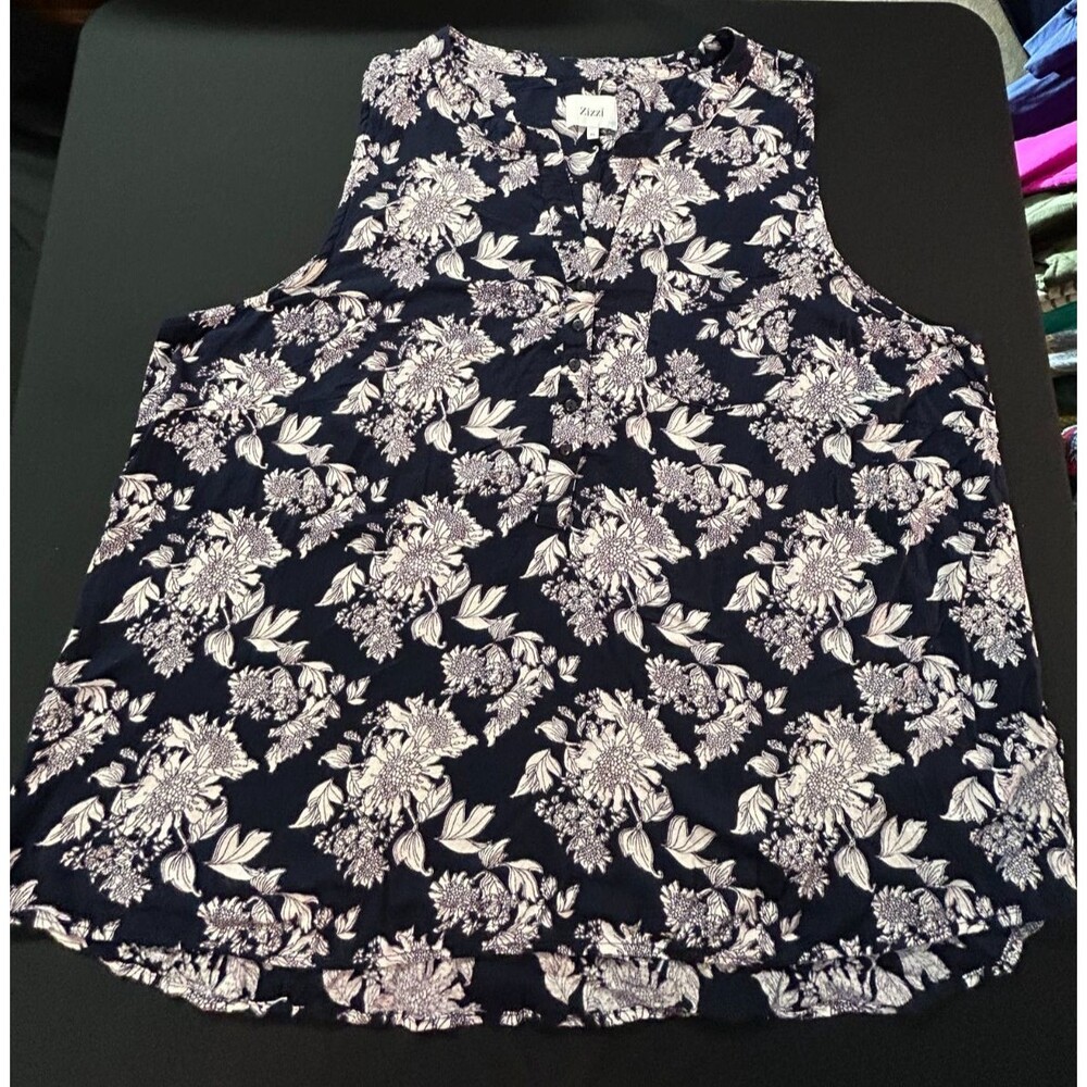 Zizzi Denmark Floral Tank Top Blouse Pocket Plus Size XL Fits US 22/24 Euro
